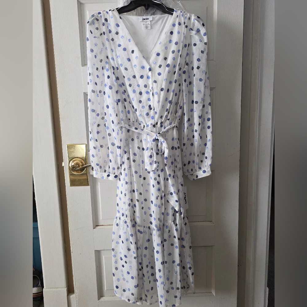 DKNY NWT Polka Dot V-Neck Dress